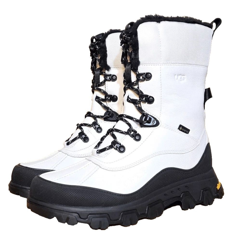 Ugg Women's Adirondack Waterproof Tall Meridian Hiker Boots White Black 9.5 New